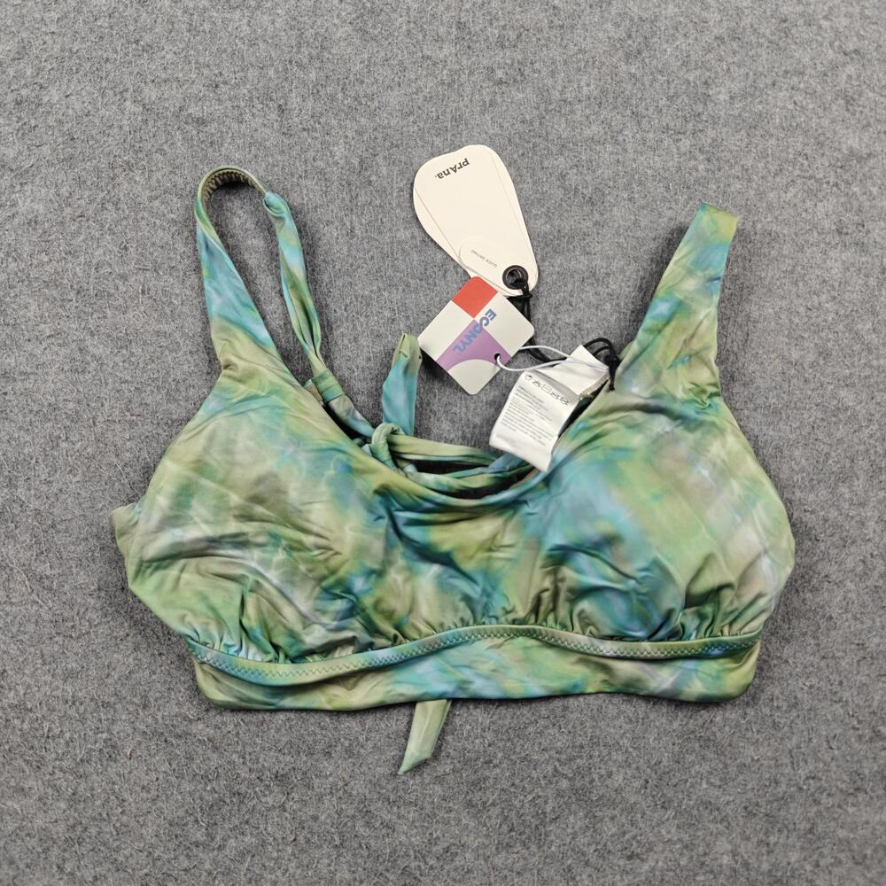 PrAna Swimsuit Womens Medium Green Mallorca Top Bralette Lined Tie Dye